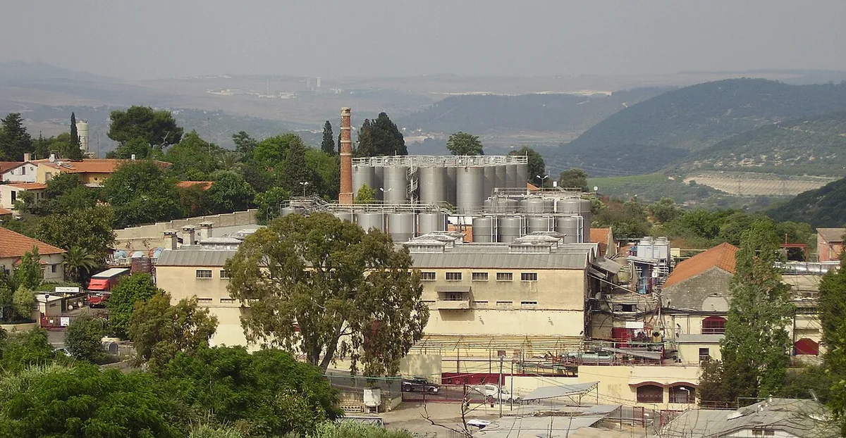 The historic Carmel Mizrahi winery buildings in Zichron Yaakov, seen from the south-west
